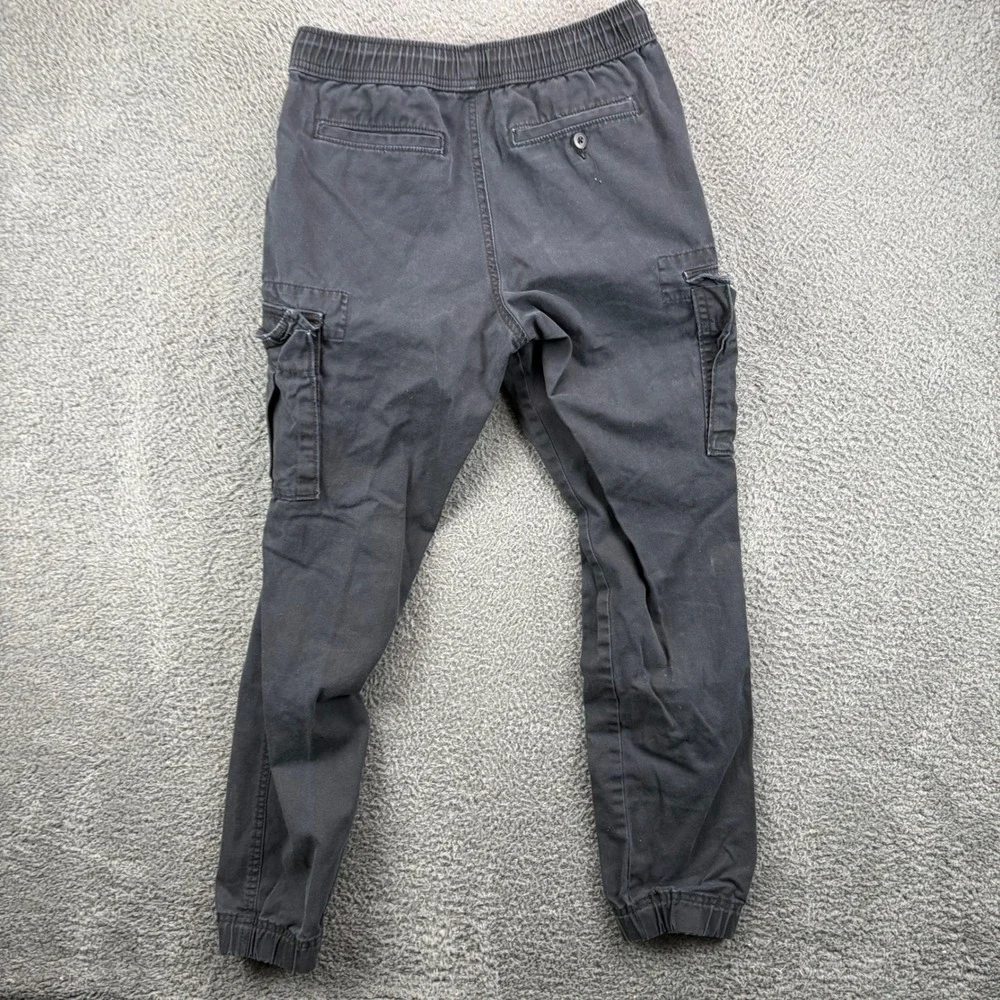 Aeropostale Mens Cargo Jogger‎ Pants Black Cotton Elastic Waist XS RN154379
